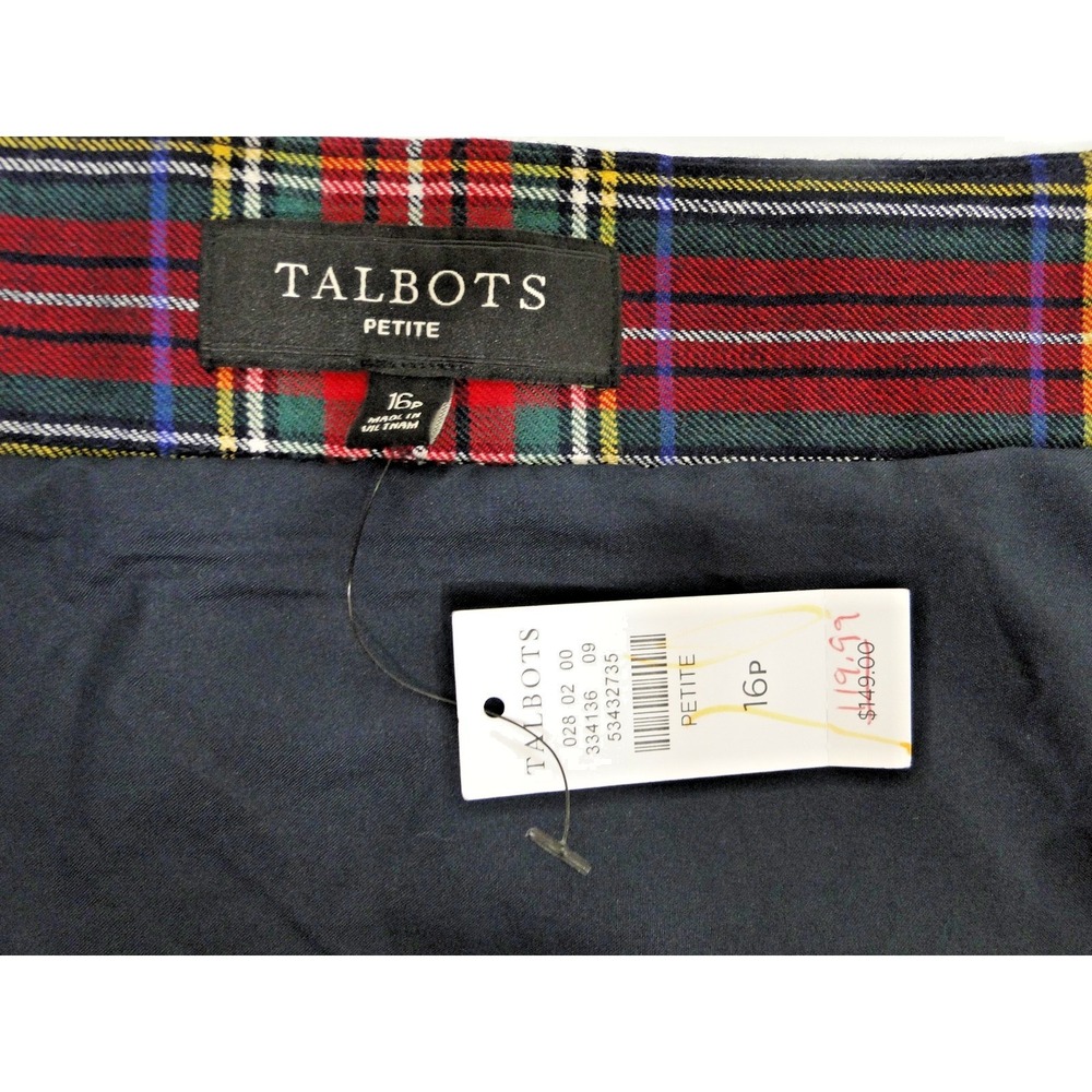 NWT Vintage Red/Black/Green/Blue/Yellow/White Talbots Petite Plaid Skirt Size 16 - Picture 4 of 9
